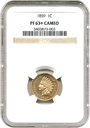 image for: 1859 1c NGC Proof 63+ Cameo