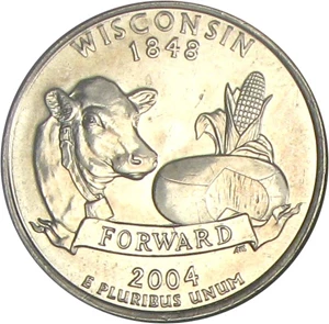 image for: 2004-D 25c NGC MS64 (Wisconsin, Extra Leaf High)
