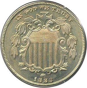 image for: 1883 5c PCGS/CAC Proof 65 (Shield) OGH