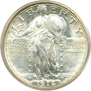 image for: 1916 25c PCGS MS65 FH (Standing Liberty)