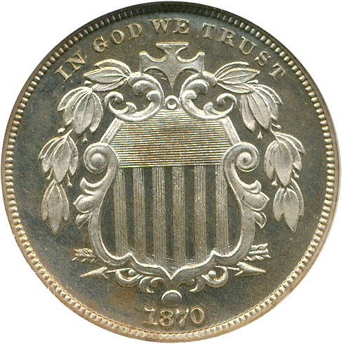 image for: 1870 5c NGC Proof 65 Cameo