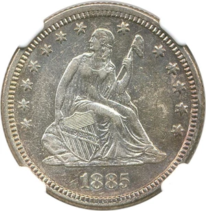 image for: 1885 25c NGC AU Details (Improperly Cleaned)