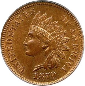 image for: 1870 1c PCGS MS63 RB