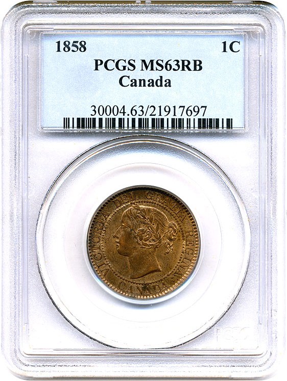 image for: Canada: 1858 1c PCGS MS63 RB