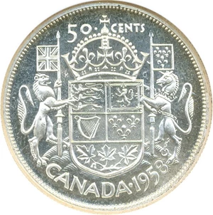 image for: Canada: 1958 50C NGC PL64