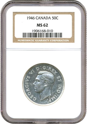 image for: Canada: 1946 50C NGC MS62