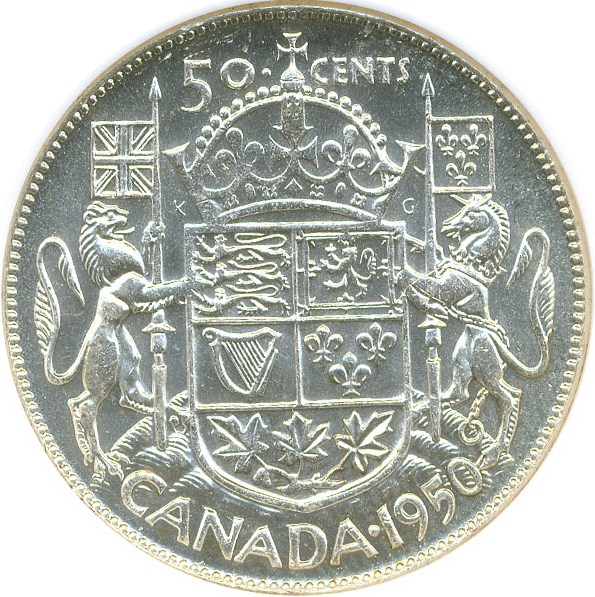 image for: Canada: 1950 50C NGC MS63