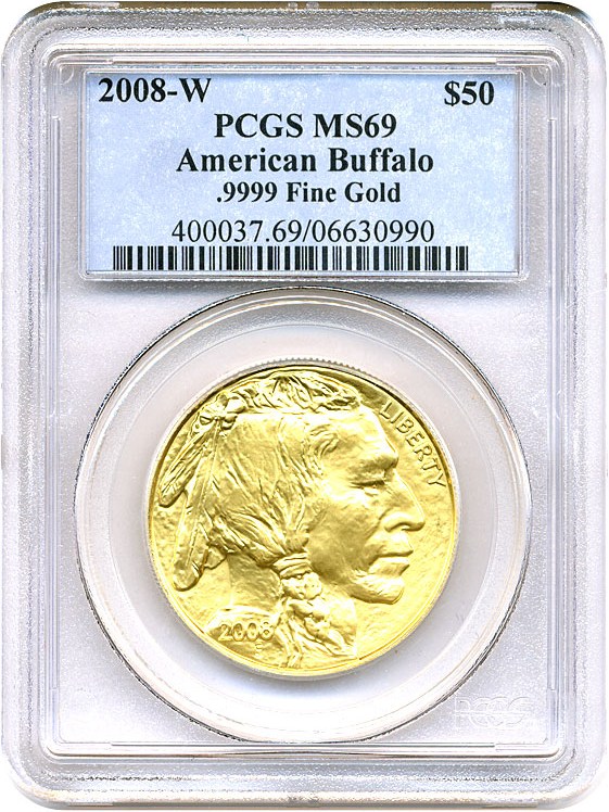 image for: 2008-W $50 PCGS MS69 (American Buffalo)