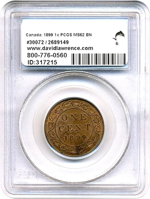 image for: Canada: 1899 1c PCGS MS62 BN