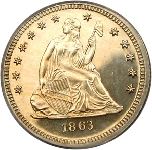 image for: 1863 25c PCGS Proof 64