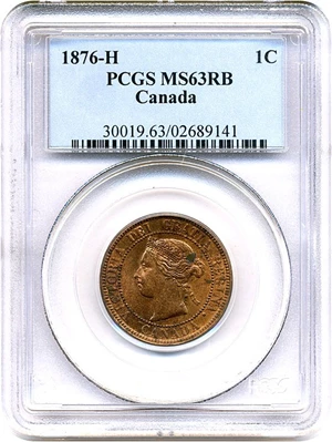 image for: Canada: 1876-H 1c PCGS MS63 RB