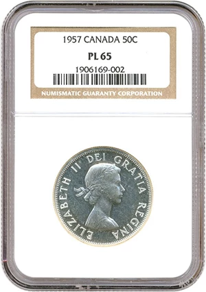 image for: Canada: 1957 50C NGC PL65