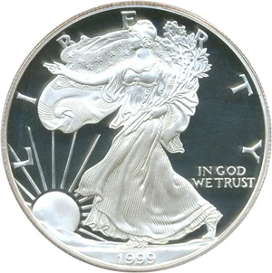 image for: 1999-P $1 PCGS Proof 69 DCameo (Silver Eagle)