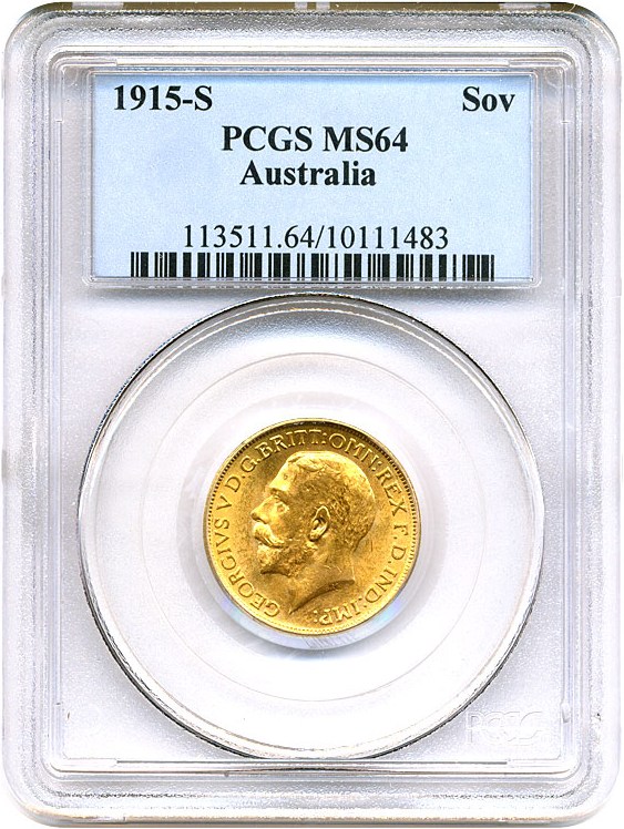 image for: Australia: 1915-S Sov PCGS MS64