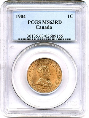 image for: Canada: 1904 1c PCGS MS63 RD