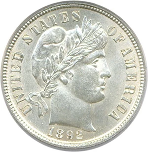 image for: 1892-S 10c PCGS MS64