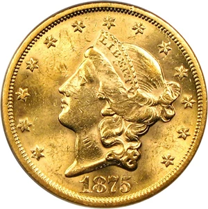 image for: 1875-S $20 PCGS MS62