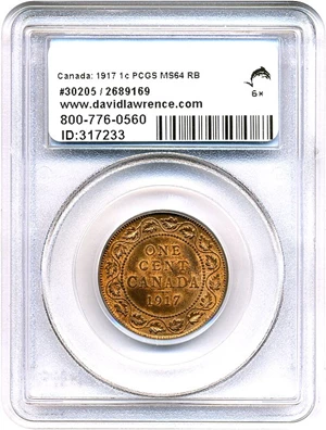 image for: Canada: 1917 1c PCGS MS64 RB