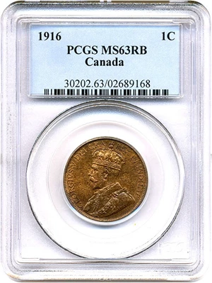 image for: Canada: 1916 1c PCGS MS63 RB