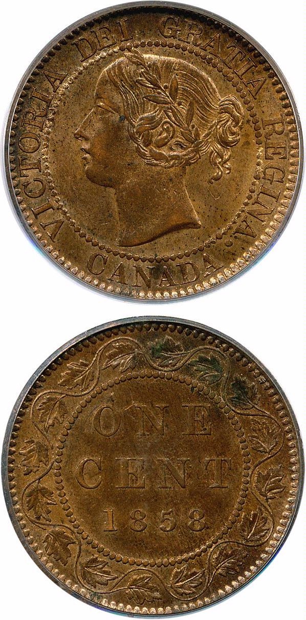 image for: Canada: 1858 1c PCGS MS63 RB