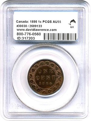 image for: Canada: 1886 1c PCGS AU55
