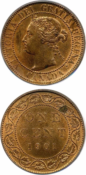 image for: Canada: 1901 1c PCGS MS63 RB
