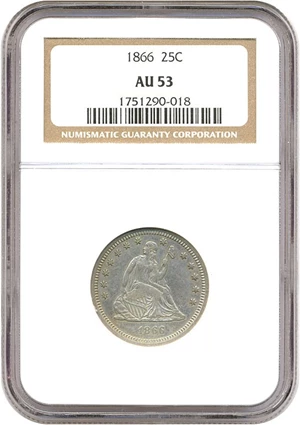image for: 1866 25c NGC AU53