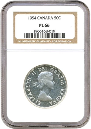 image for: Canada: 1954 50C NGC PL66
