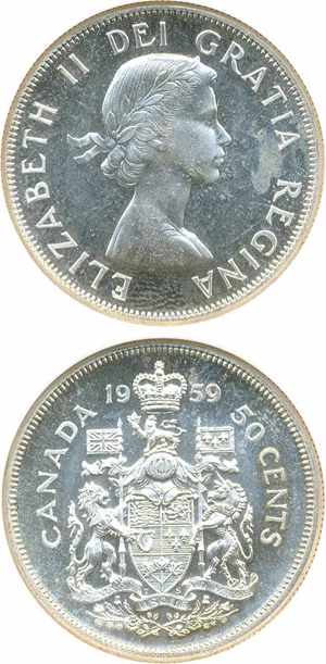 image for: Canada: 1959 50C NGC PL64