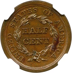 image for: 1855 1/2c NGC/CAC Proof 62 BN