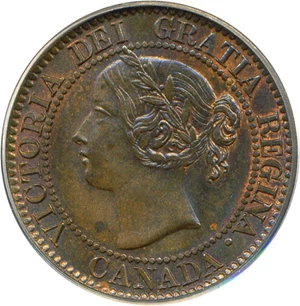 image for: Canada: 1859 1c PCGS MS64 BN (Ty.2, Double Punched 9)