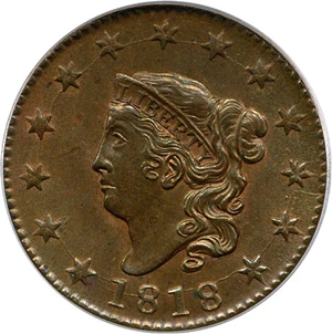 image for: 1818 1c PCGS/CAC MS62 BN