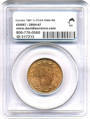 image for: Canada: 1897 1c PCGS MS64 RB