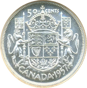 image for: Canada: 1957 50C NGC PL65