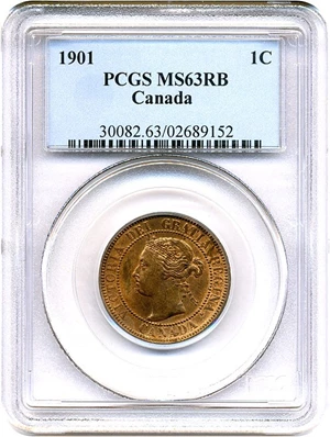 image for: Canada: 1901 1c PCGS MS63 RB