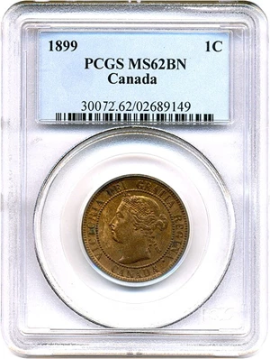 image for: Canada: 1899 1c PCGS MS62 BN