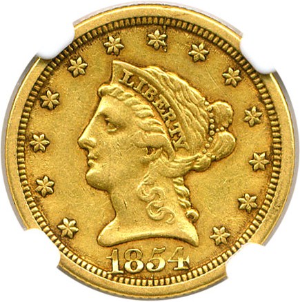 image for: 1854-O $2 1/2 NGC VF30