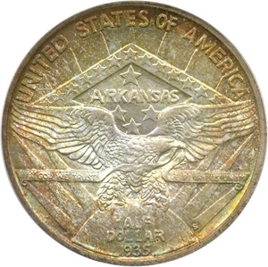 image for: 1935-S Arkansas 50c PCGS MS66 * Color *