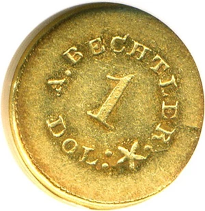 image for: A.Bechtler (1842-50) G$1 NGC MS60 (27GR 21C, Plain Edge)