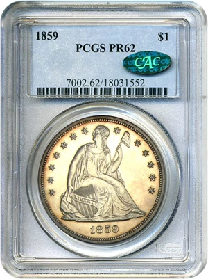 image for: 1859 $1 PCGS/CAC Proof 62
