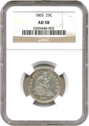 image for: 1865 25c NGC AU58