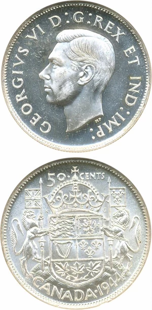 image for: Canada: 1944 50C NGC MS65