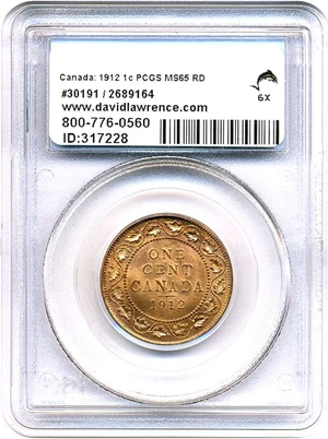 image for: Canada: 1912 1c PCGS MS65 RD