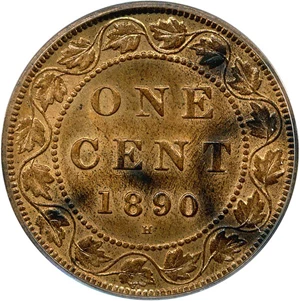 image for: Canada: 1890-H 1c PCGS MS62 RB
