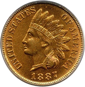 image for: 1887 1c PCGS MS65 RD OGH Eagle Eye