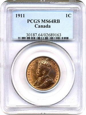 image for: Canada: 1911 1c PCGS MS64 RB