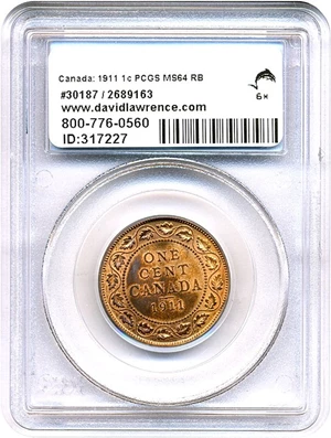 image for: Canada: 1911 1c PCGS MS64 RB