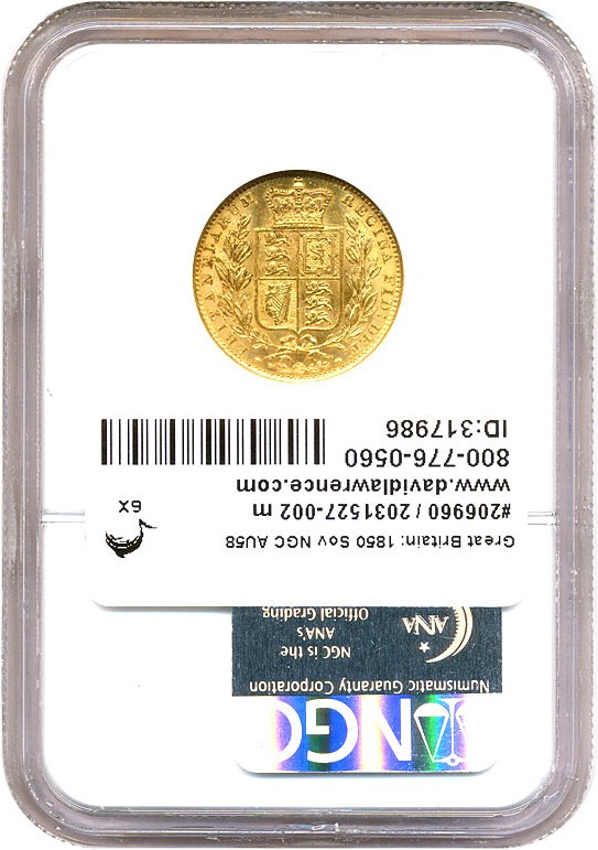 image for: Great Britain: 1850 Sov NGC AU58