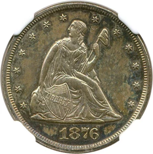 image for: 1876 20c NGC Proof (Obv. Improperly Cleaned, Stained)
