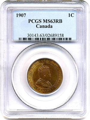 image for: Canada: 1907 1c PCGS MS63 RB